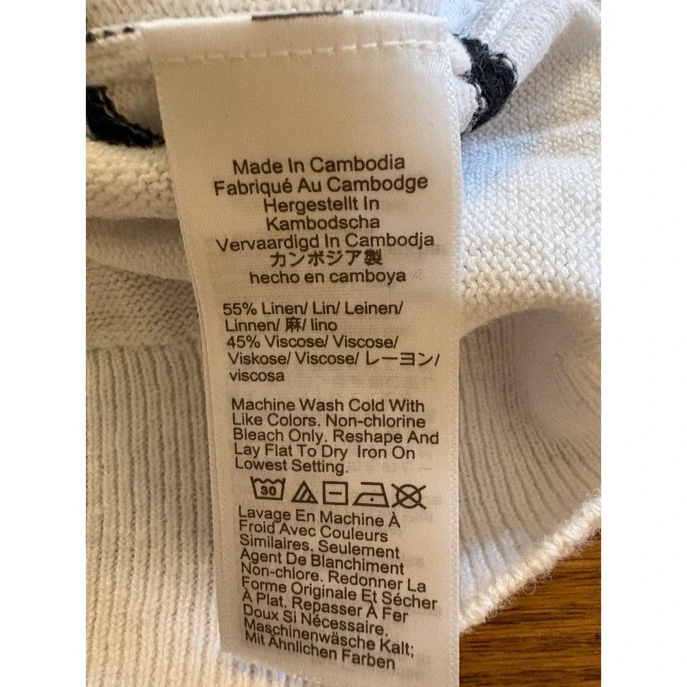 J.Crew Womens Linen Blend Striped Short Sleeve Polo Sweater Large Coastal Preppy